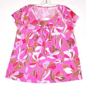 Classic Collections Pink Floral Women's Blouse Size Medium